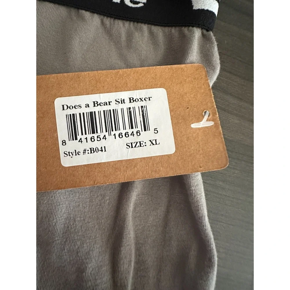 Lazy One‎ Does A Bear Sit Boxer Shorts Pajama XL Gray Bear Woods Novelty NWT